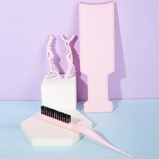 4Pcs/Set Hair Coloring Board with Clips Long Handle Brush Styling Tools Long Hair Dyeing Highlighting Board Kit Hair Salon Supplies