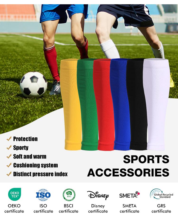 Customized Football Calf With Hole Compression Leg Warming Sports Leg Sleeves Socks  Adult Men's Leggings