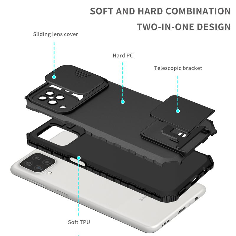 For Samsung Galaxy A12 5G Case Slide Camera Protector Armor Kickstand Hard Phone Case For Samsung A12 A 12 A12 Holder Back Cover