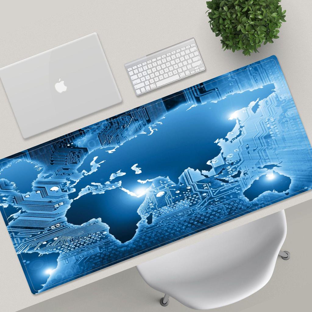 Очень большой черный коврик для мыши с защитой от грязи, с изображением карты мира и фиксирующимися краями для настольных компьютеров