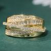 Luxury Gold Color Surround Inlaid White CZ Women's Ring Geometry Daily Wear Party Jewelry