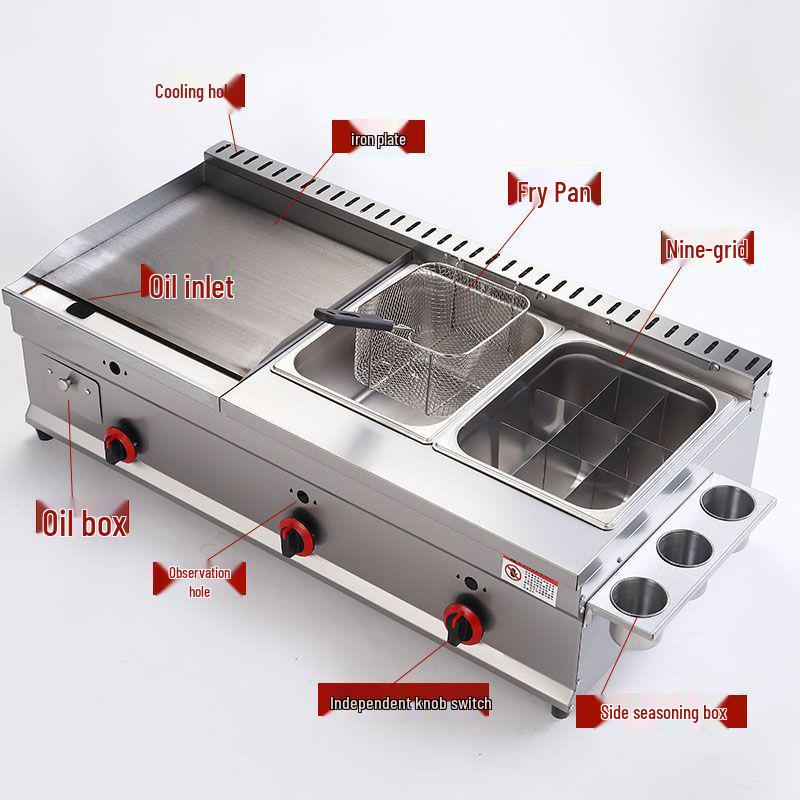 Commercial Gas Stove & Fryer Multi-Functional Teppanyaki Machine