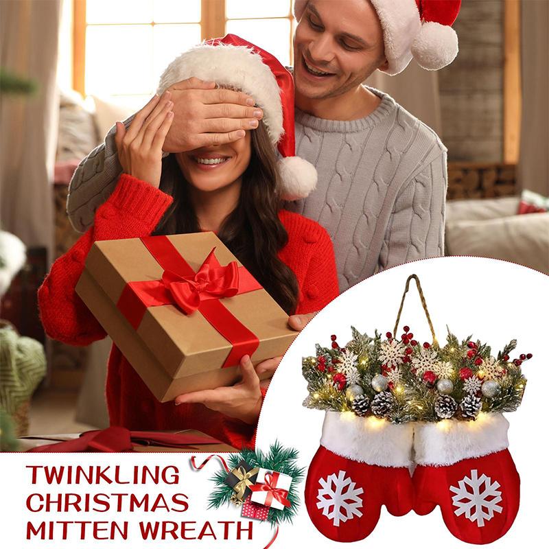 Christmas Garland Creative Glove Shaped Simulated Flower Wreath Window Door Gate Christmas Decorations Xmas New Year Decorations