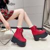 Fashion Height Increasing Super High Heeled Women's Boots Thick Bottom Lace Up Sneakers Anti-slip Breathable Cos Shoes Bottes Femmes
