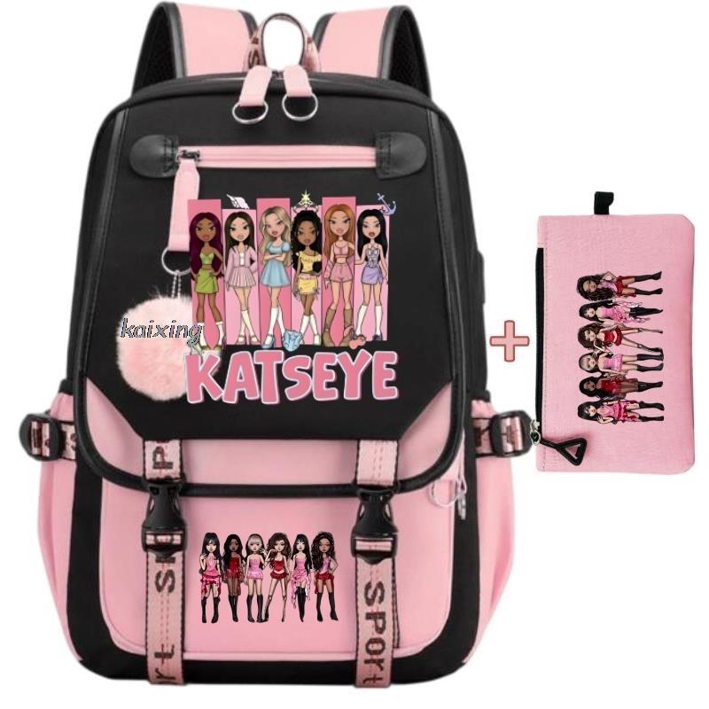 Backpack New Katseye Funny Print Girl's Large Capacity Bags Children's Teeneger School Backpacks Cute Schoolbags Sets Gift
