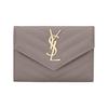 Ysl Cassandre Металлический Логотип-Буква Короткий Кошелек-Конверт из Кожи на Кнопке-Застежке Женский Кошелек Серый 414404-BOW0J-1202