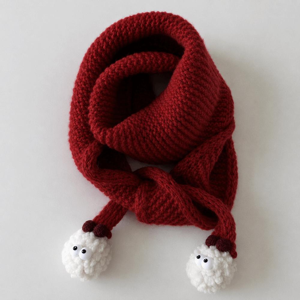 Soft Kids Knitted Scarf Autumn Winter Fluffy Ball Neckerchief Children Neck Warmer for Boys Girls