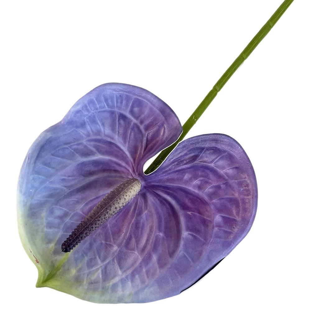 Soft Rubber Artificial Small Anthurium 60cm Simulation Plant Faux Red Palm  Home Decoration