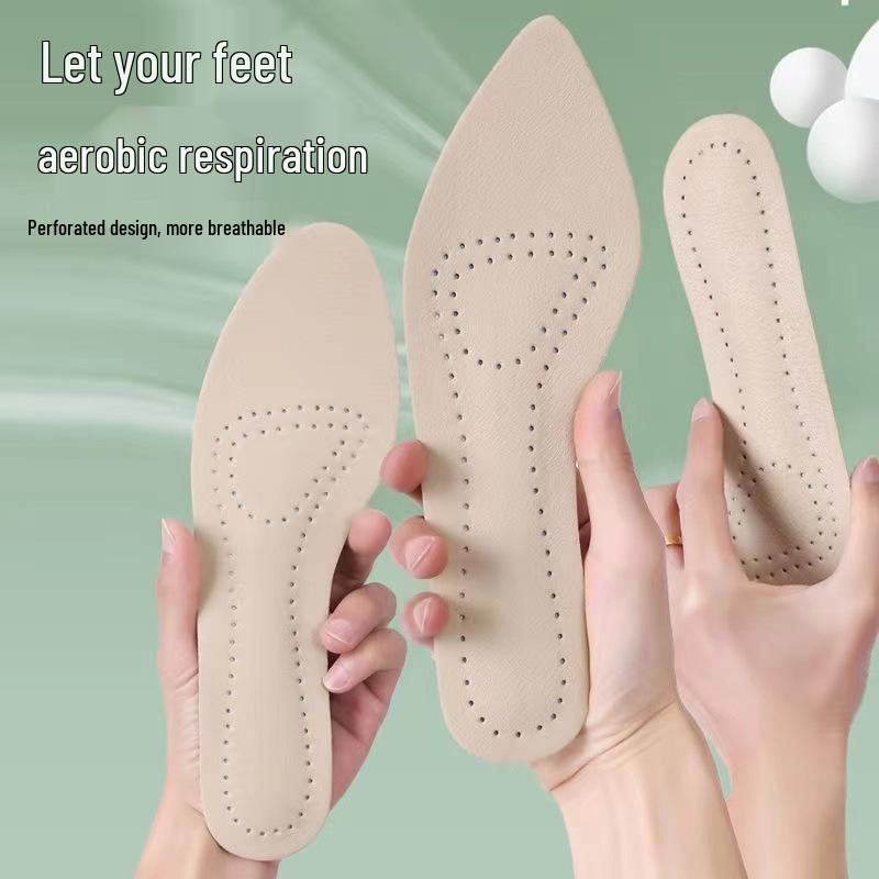 Women's Genuine Leather Non-Slip Breathable Insoles for High Heels - Sweat-Absorbing & Deodorant.