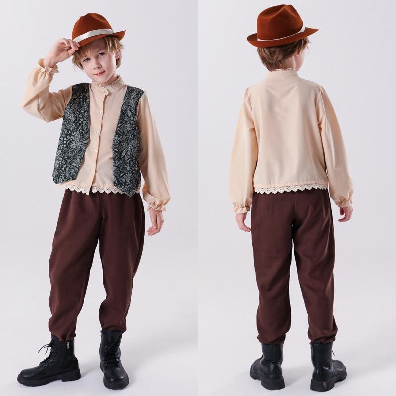 Хэллоуин детские новые средневековые богатые костюмы для маленьких мальчиков и девочек, игровые костюмы