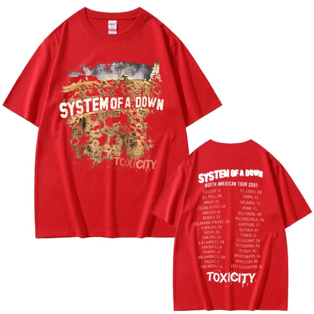 Винтажные Футболки Рок-Группы System of A Down Тур Toxicity Мужские Женские Готические Панк-Рок Футболки Летние Хип-Хоп Оверсайз Футболки