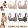 Women's Plus Size Front Closure Floral Print Bra, A-G Cup 36-52 Full Coverage Wireless Vest Style Bra for Large Bust Ladies