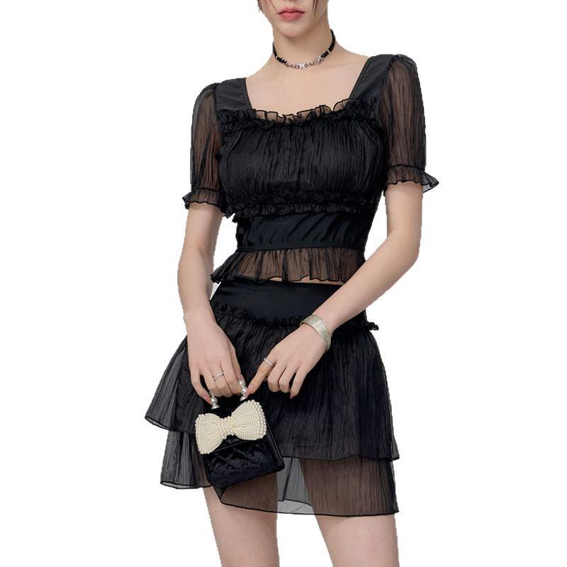 Кружевной раздельный купальник из двух частей 2025: Сексуальное сетчатое летнее платье феи, купальник для женщин