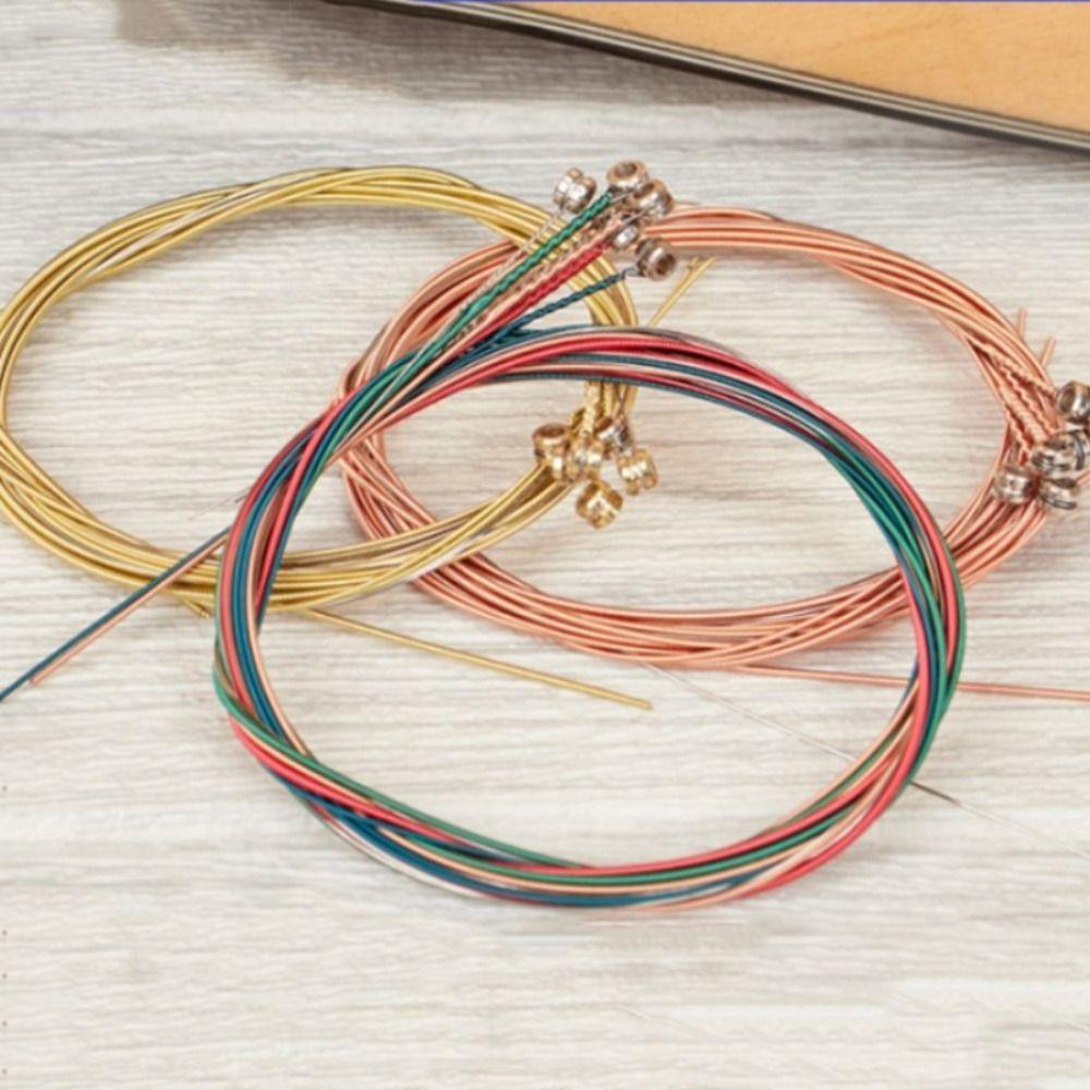 6 Strings Acoustic Guitar Strings Brass Red Copper Guitar Steel Strings Rainbow Colorful Anti Oxidation Coating