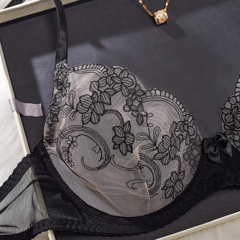 Летний женский комплект нижнего белья, сексуальный кружевной комплект с цветочной вышивкой, бюстгальтер, французский ультратонкий дышащий бюстгальтер, модное нижнее белье, стринги
