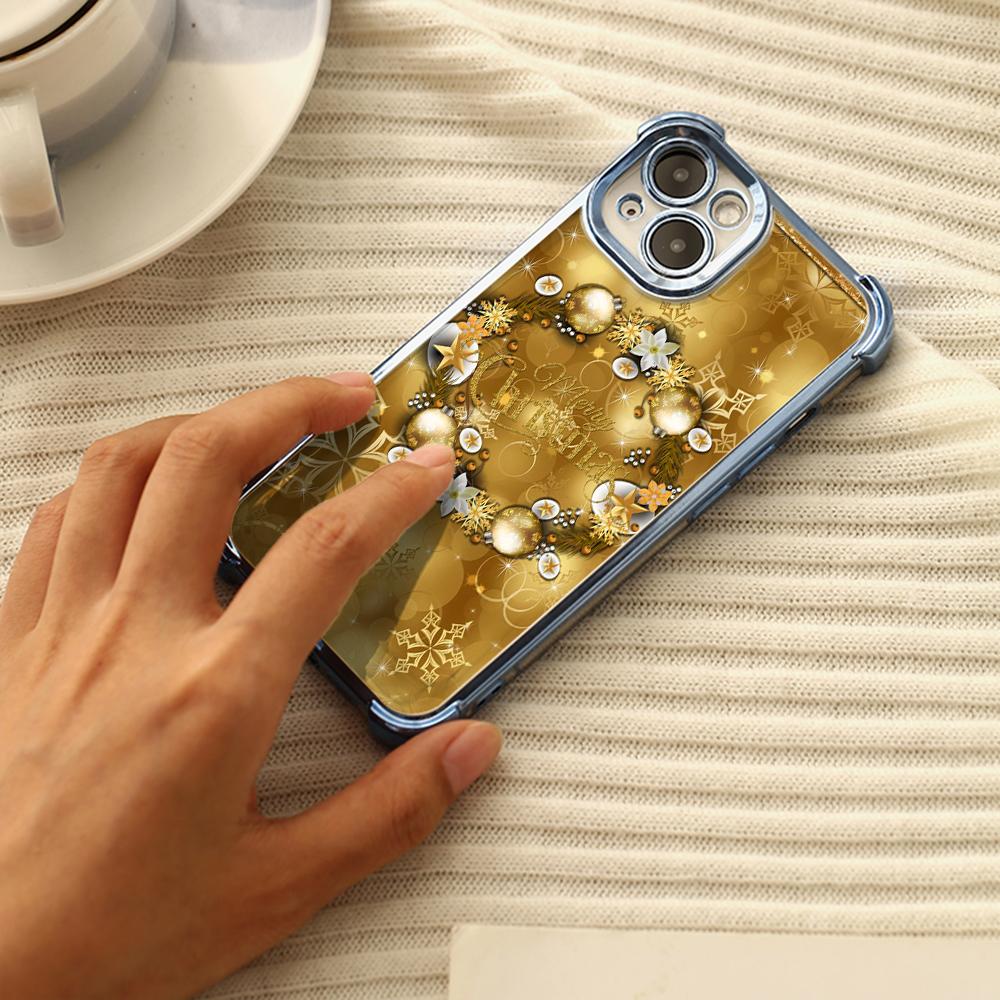 Чехлы для телефонов Ae116 Merry Christmas Happy New Year art из гальванизированного ТПУ для Samsung A54 A12 A14 S22 S23 S24 Ultra A55 A15 с четырьмя углами защиты