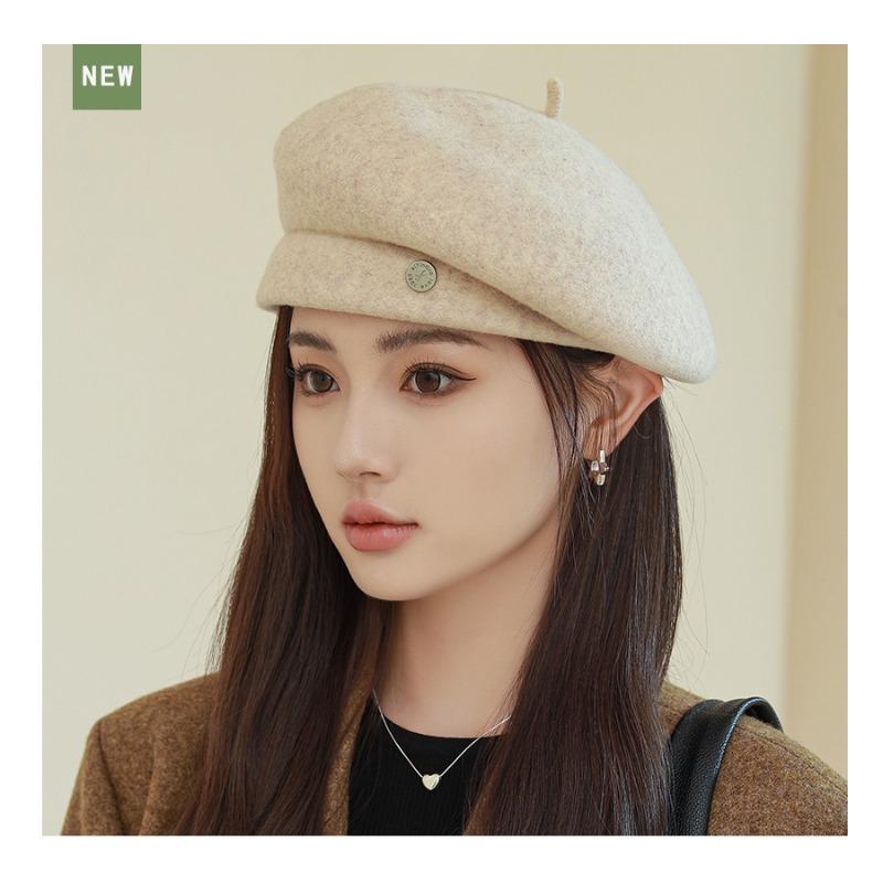 Легкий роскошный шерстяной берет для детей, демонстрирующий их лицо осенью зимой, маленькая модная шляпа художника, ретро-шляпа-бутон