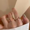Pink Rhinestone Adjustable Heart Ring for Women - Trendy High-End Index Finger Accessory