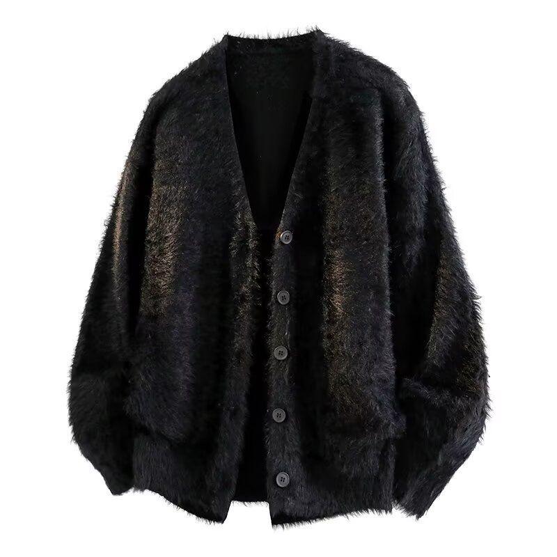 Мужской ретро кардиган-свитер с V-образным вырезом Осень/Зима 2025 - Повседневная вязаная верхняя одежда однотонная с расслабленной атмосферой.