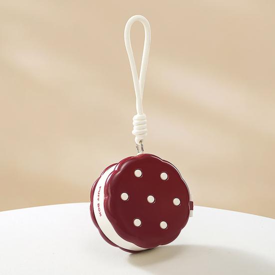 Круглая Пудреница Двухъярусная Разделение Влажного и Сухого Макияжа Чехол для Пуховки Портативный Органайзер для Спонжей Макияжа с Шнурком для Женщин Девочек Дорожное Хранение