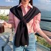 Knitted Cross Shaped Shawl For Women In Spring And Summer Solid Color Simple And Versatile Student Shoulder Fake Collar Scarf