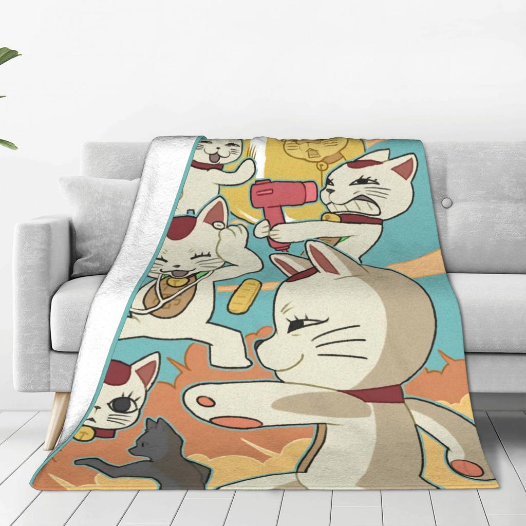 Turbo Granny Cat Flannel Blankets Spring Soft Throw Blanket for Children Bedroom Aesthetic Bedspread Sofa Bed Cover