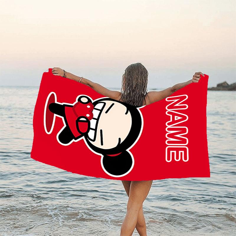 1pc PUCCA2 Beach Towel with Custom Name, Beach/Swimming/Bath/Picnic/Camping Towel, Suitable for Seaside Beaches