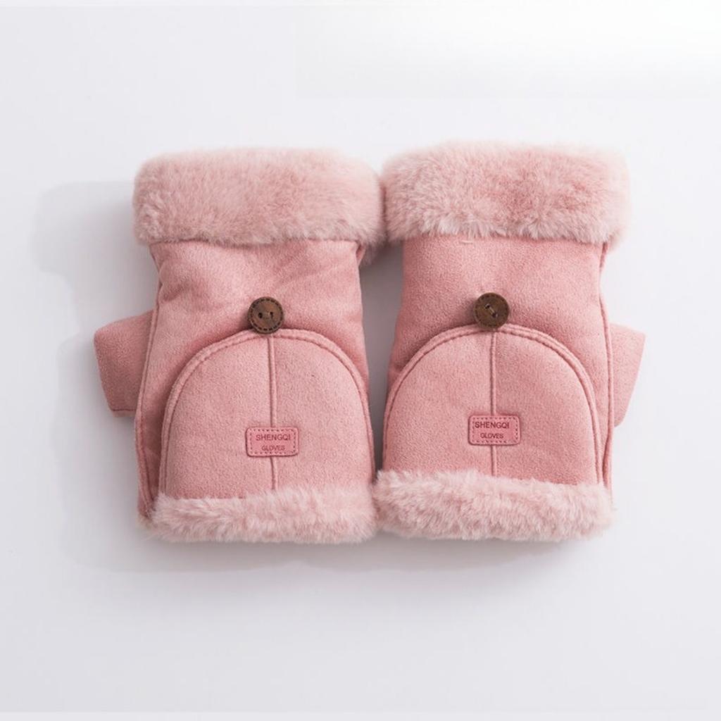 Велоперчатки, Женские, Теплые, Бархатные, Толстые, С откидными пальцами, Перчатки без пальцев