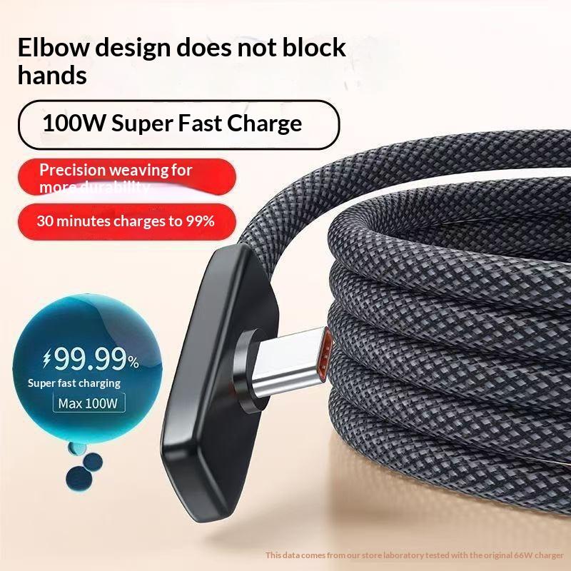 100 Вт USB на Type-C Кабель для быстрой зарядки 90° Угловой Кабель для передачи данных PD USB C Super Charging Игровой Кабель для Телефона