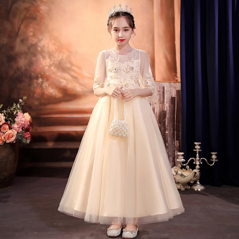 Детское платье Платье принцессы Длинное пышное платье из пряжи Платье для девочек