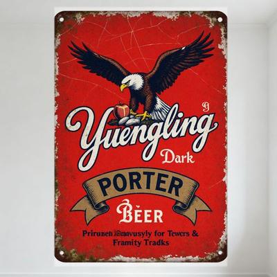Винтажная металлическая жестяная вывеска пива Yuengling Dark Porter с изображением белоголового орла и яблока, ретро-дизайн с эффектом старения для бара, мужской комнаты, дома