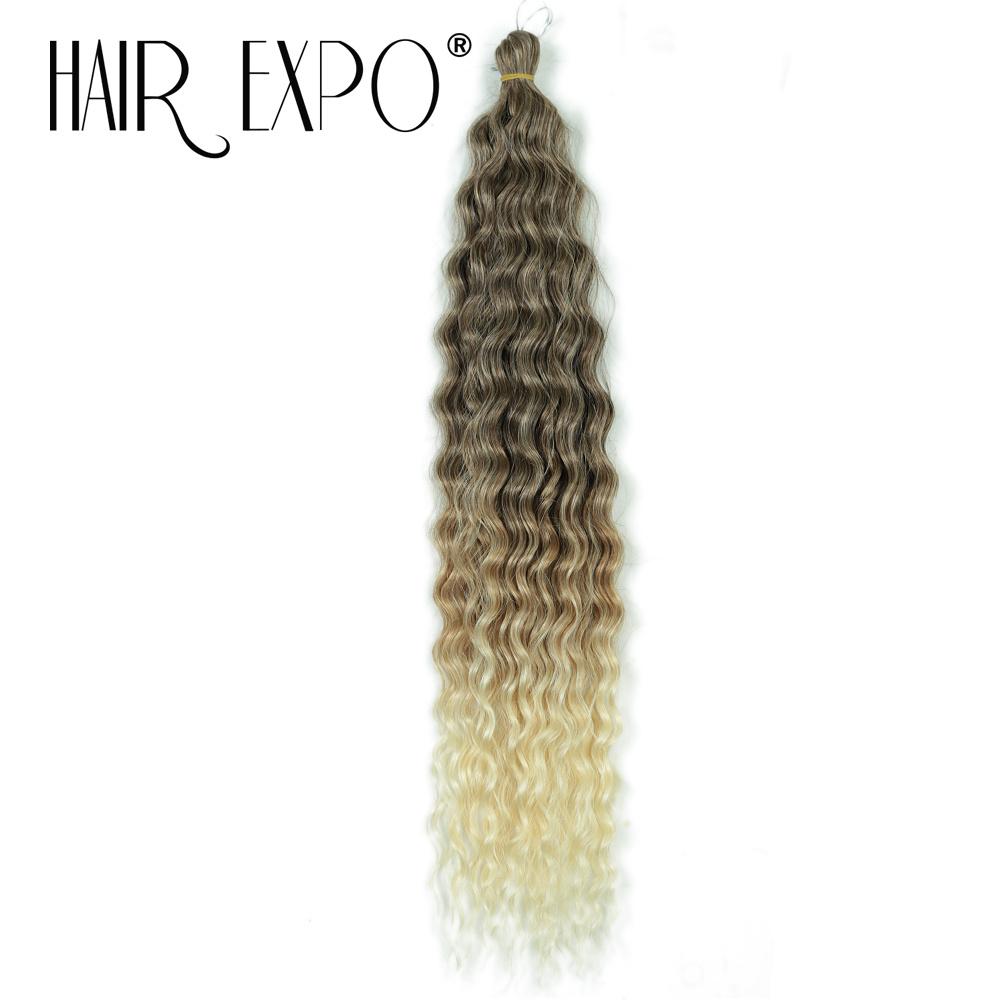 Ariel Curl Hair Water Wave Twist Crochet Hair Synthetic Braid Hair Ombre Blonde Pink 22 Inch Deep Wave Braiding Hair Extensions