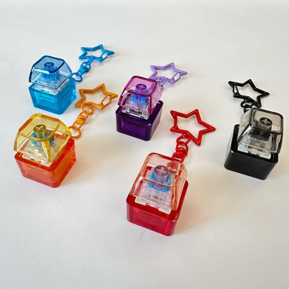 Новый DIY Брелок-клавиатура Fidget Брелок для ключей Кнопка с подсветкой Игрушка-кликер Для скоротания времени Колпачок клавиши Сжимаемая игрушка