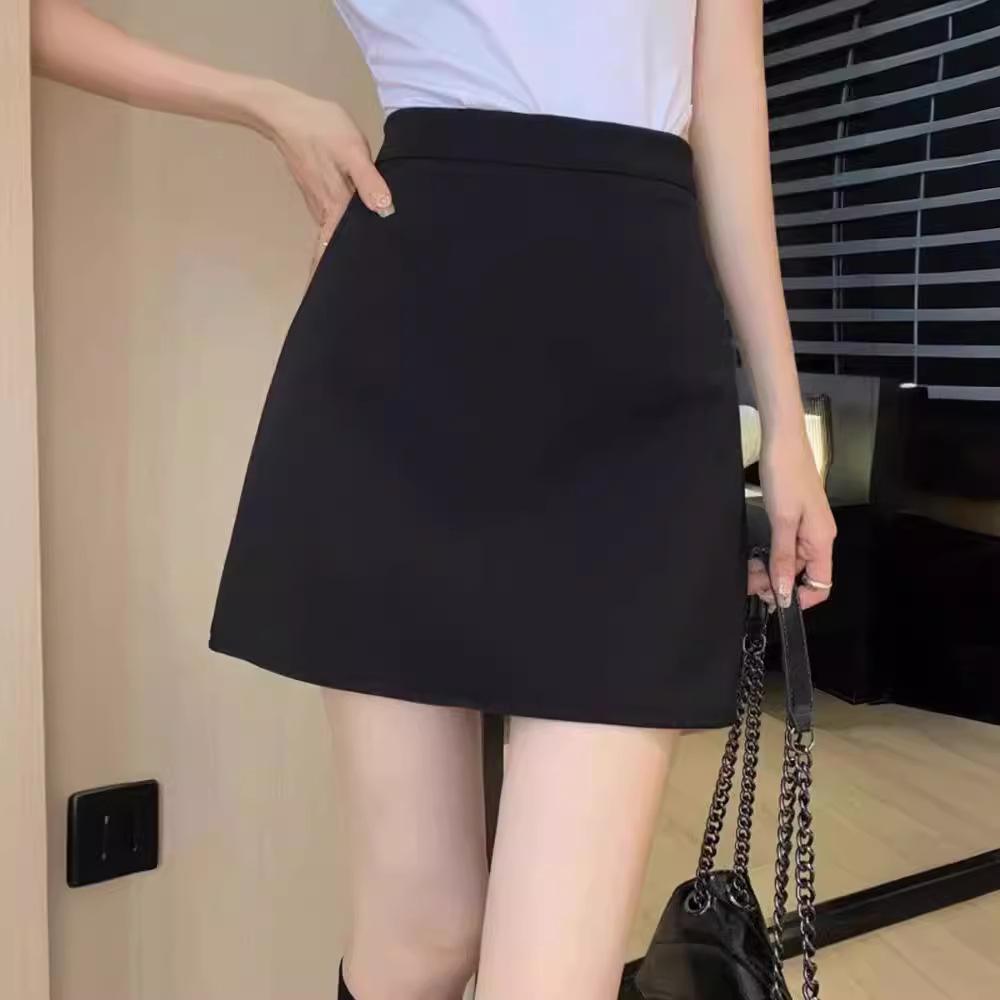 Women's High Waist A Line Skirt Solid Color Anti Chafing Suit Mini Skirt Streetwear Short Skirt