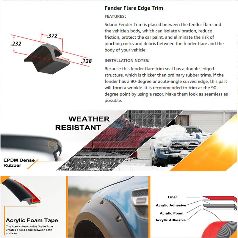 Универсальное 9-метровое/29,5-футовое расширение крыльев автомобиля, грузовика, кромочная накладка, резиновое уплотнение, прокладка, резиновое уплотнение