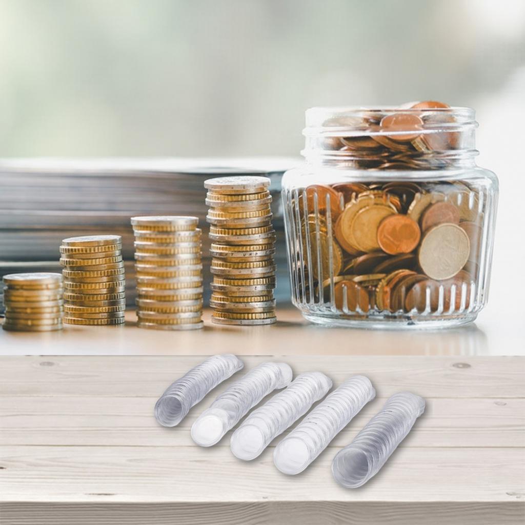 100 шт. прозрачных капсул для монет для безопасного хранения и коллекционной экспозиции