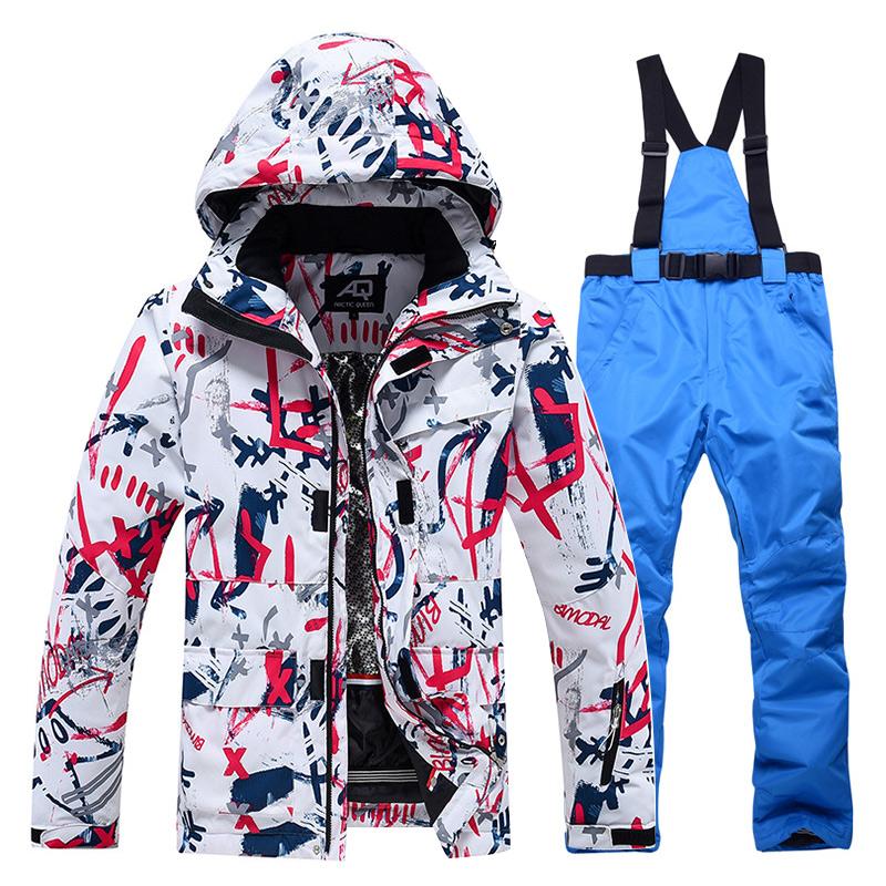 Зимний мужской и женский лыжный костюм, уличный теплый ветрозащитный водонепроницаемый костюм для катания на лыжах, сноуборде, мужская и женская лыжная куртка, лыжные штаны, зимний комбинезон