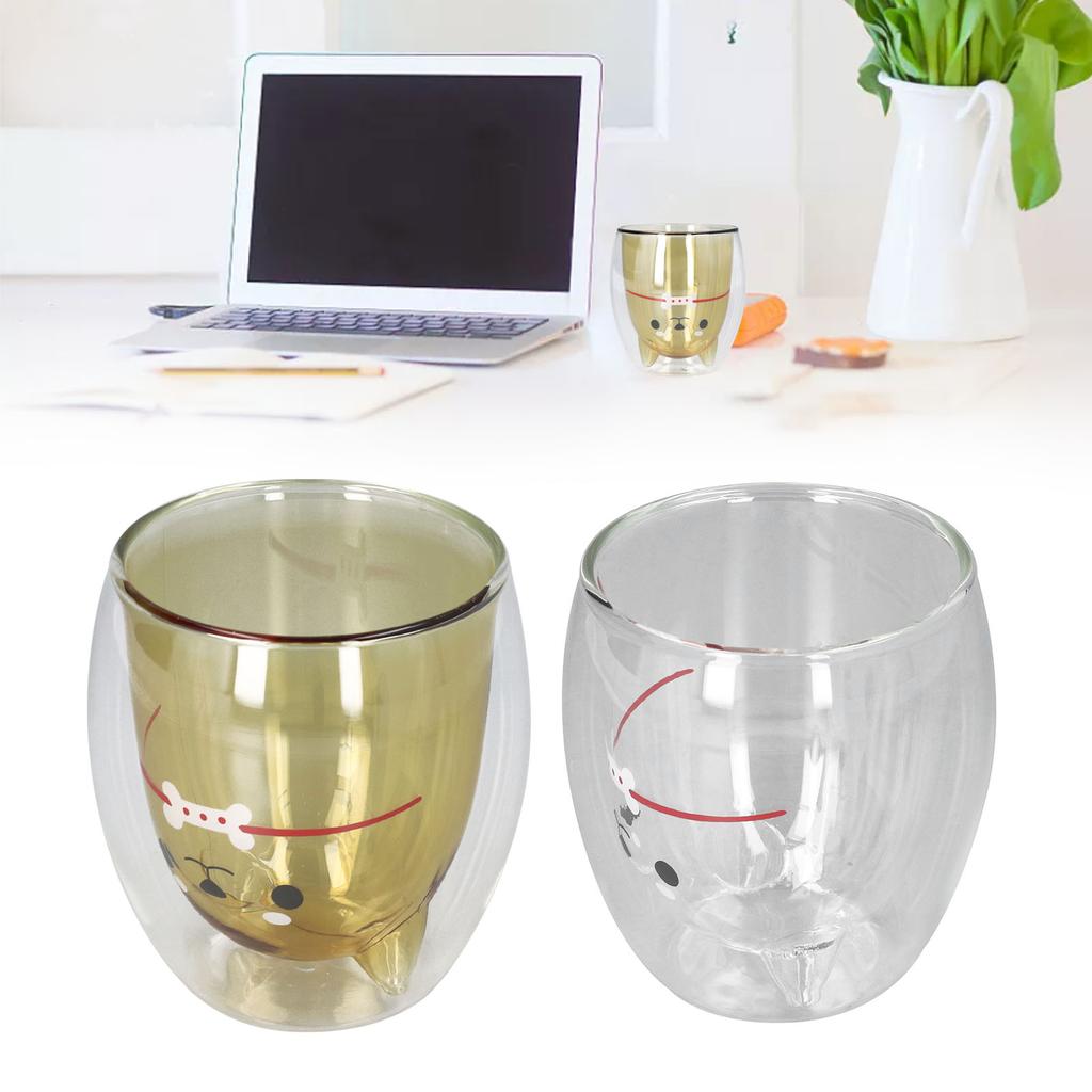 Кружка с двойными стенками в виде мультфильма 280 мл, стеклянная кружка с милым рисунком мышки для воды, чая, кофе, молока
