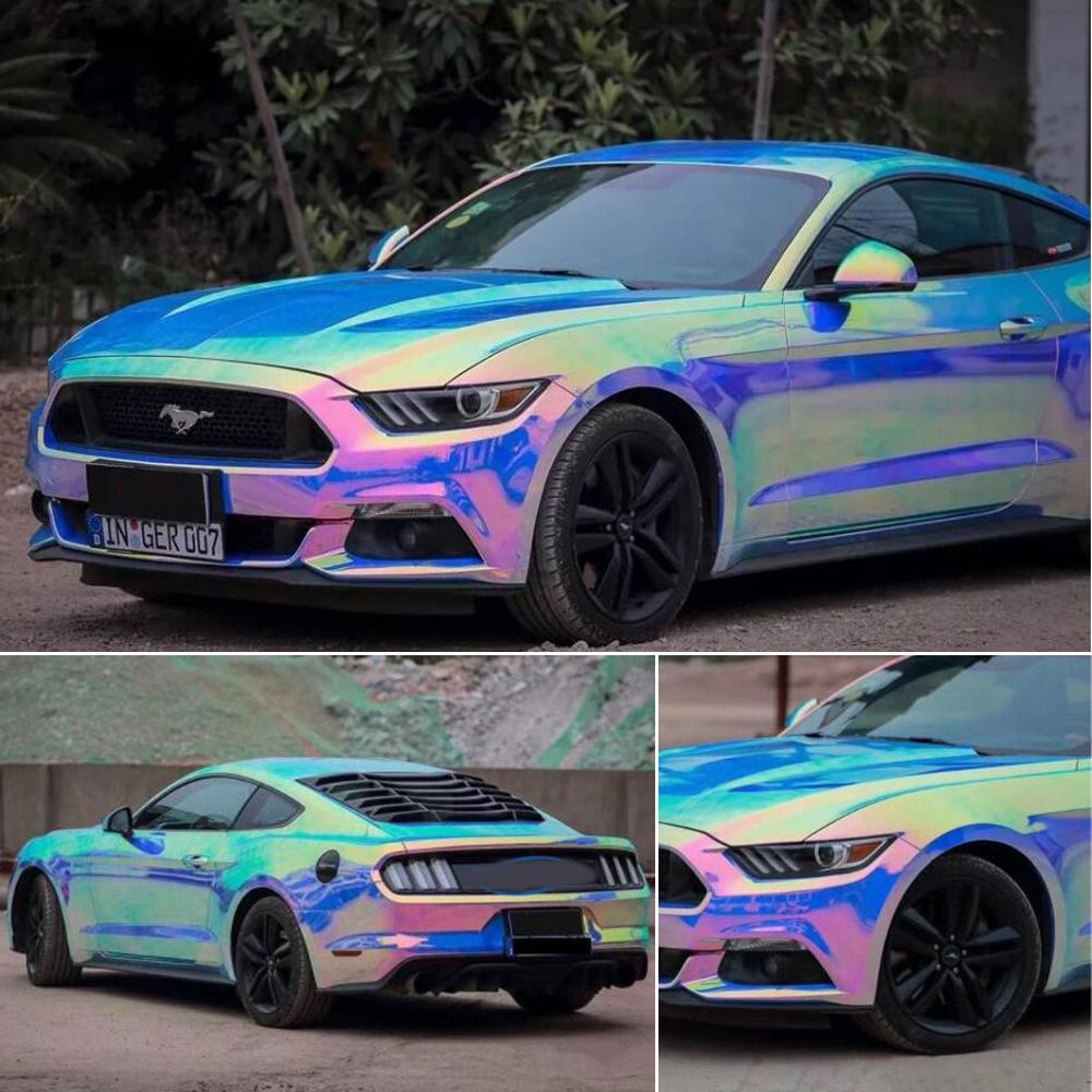 1.35M X 1M/2M/5M/6M Holographic Chrome Blue Purple Rainbow Neo Car Vinyl Wrap Sticker Decals Roll Film