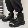 Модные мужские туфли Harajuku Korean Man High Top Leather Couple Shoes Streetwear Fashion Casual Thick Platform Metal Leather Wedding Men Shoes