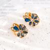 Luxurious Blue Zircon Flower Style Exquisite Earrings for Women Simple Fashion Party Daily Exquisite Retro Zircon Girls Gifts
