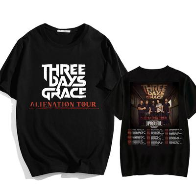 Футболка Alienation Tour 2026 Heavy Mental Three Days Grace Хлопок Короткий рукав Унисекс Уличная одежда Хип-хоп Принт Футболки
