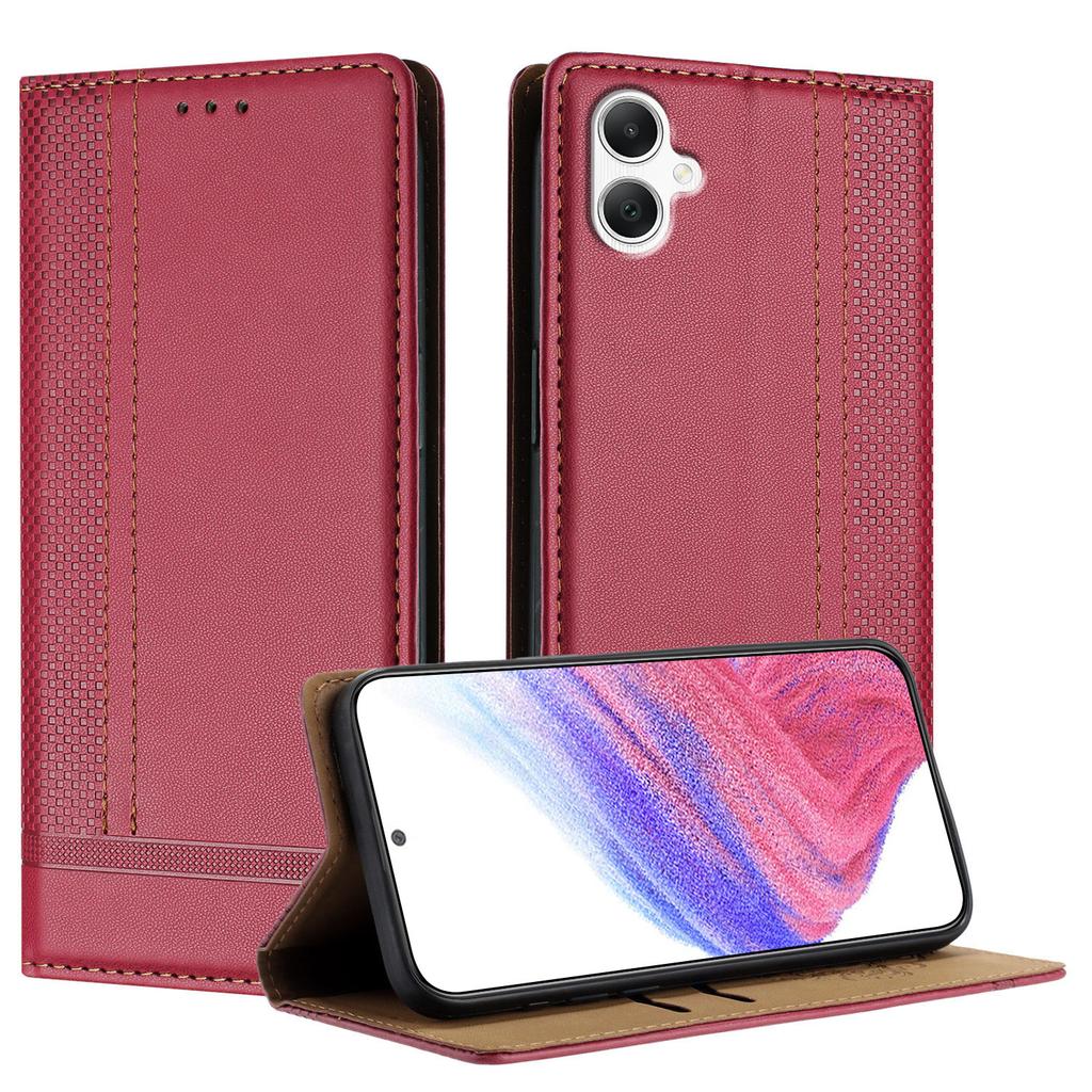 For Samsung Galaxy A06 5G/Galaxy A06 4G Case L-Shaped Grid Pattern Leather Stand Phone Cover with Card Slots