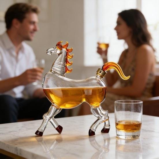 Стеклянный декантер «Зодиак Лошади» Успех с первой попытки Символический дизайн Выдувной художественный диспенсер для ликера Домашний декор Креативный подарок для коллекционеров