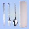 3 шт., ложка, вилка, палочки для еды, столовые приборы, портативный набор столовых приборов, столовые приборы для обеда с коробкой, набор столовых приборов из нержавеющей стали HMM