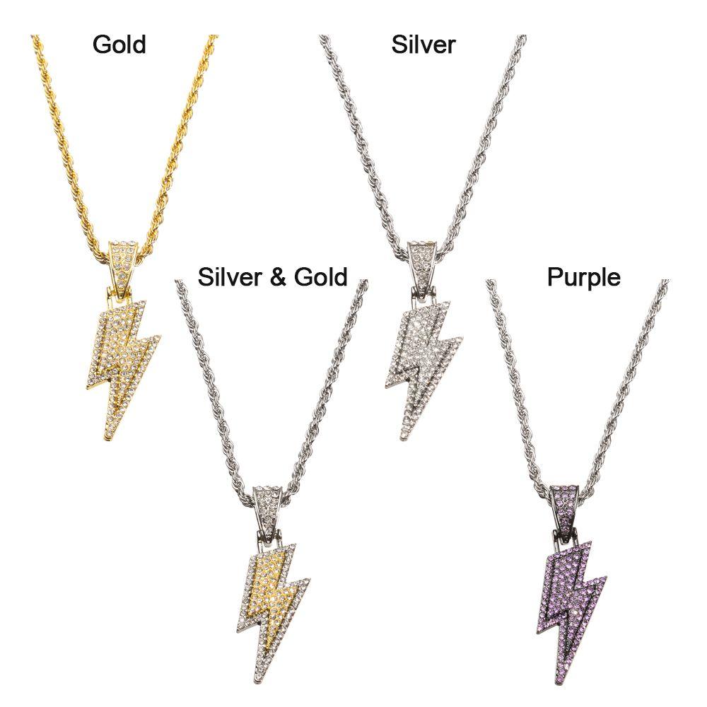 Fashion Hip Hop Retro Pendant Necklace Zircon Lightning Necklace Locomotive Accessories Full Drill