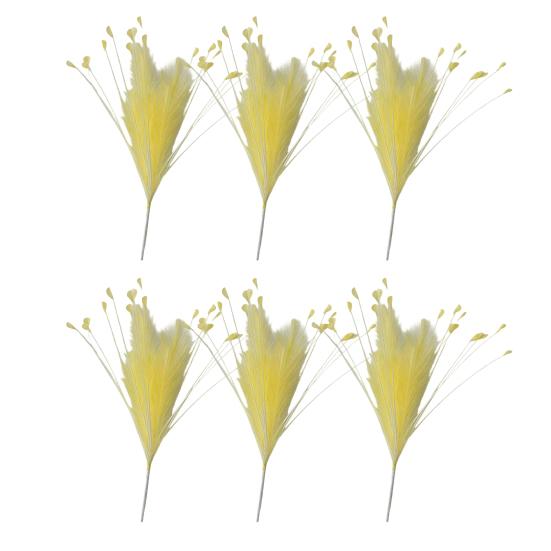 6 шт. Декор из искусственной пампасной травы 17,7" Короткие пушистые искусственные ветки пампасов Многоцветные искусственные помпоны