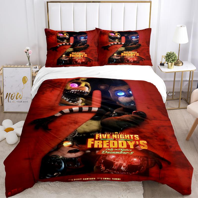 3Pcs Fnaf Horror Movie Poster Bedding Sets For All Sizes New 3D Printed Bed Cover Comforter Duvet Cover Pillowcase Bedroom Decoration