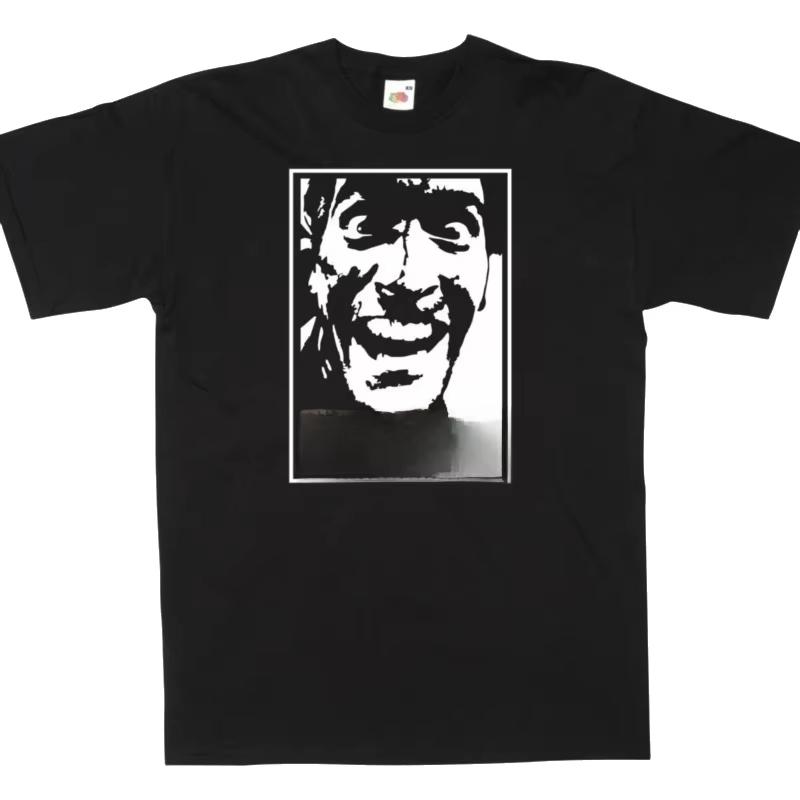 Black White Exaggerated Portrait TShirt Horror Style Face Print Unisex Streetwear Black Tee