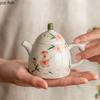 Расписанный вручную заварочный чайник с персиковым цветком, керамический чайник, заварочный чайник, инструменты для заваривания чая, поднос для чая, заварник для чая, наборы чайной посуды